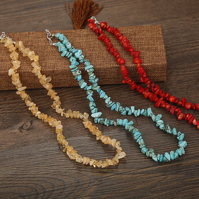 Wholesale Natural Gravel Necklace Handmade Beads Colorful JDC-NE-HXu005