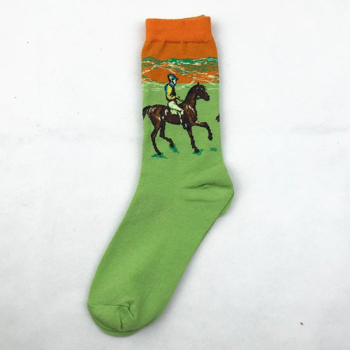 Wholesale Autumn and Winter Men's Socks New Style Personality Literary Retro World Famous Painting Series Men's Socks Oil Painting Socks Factory Direct JDC-SK-CG003