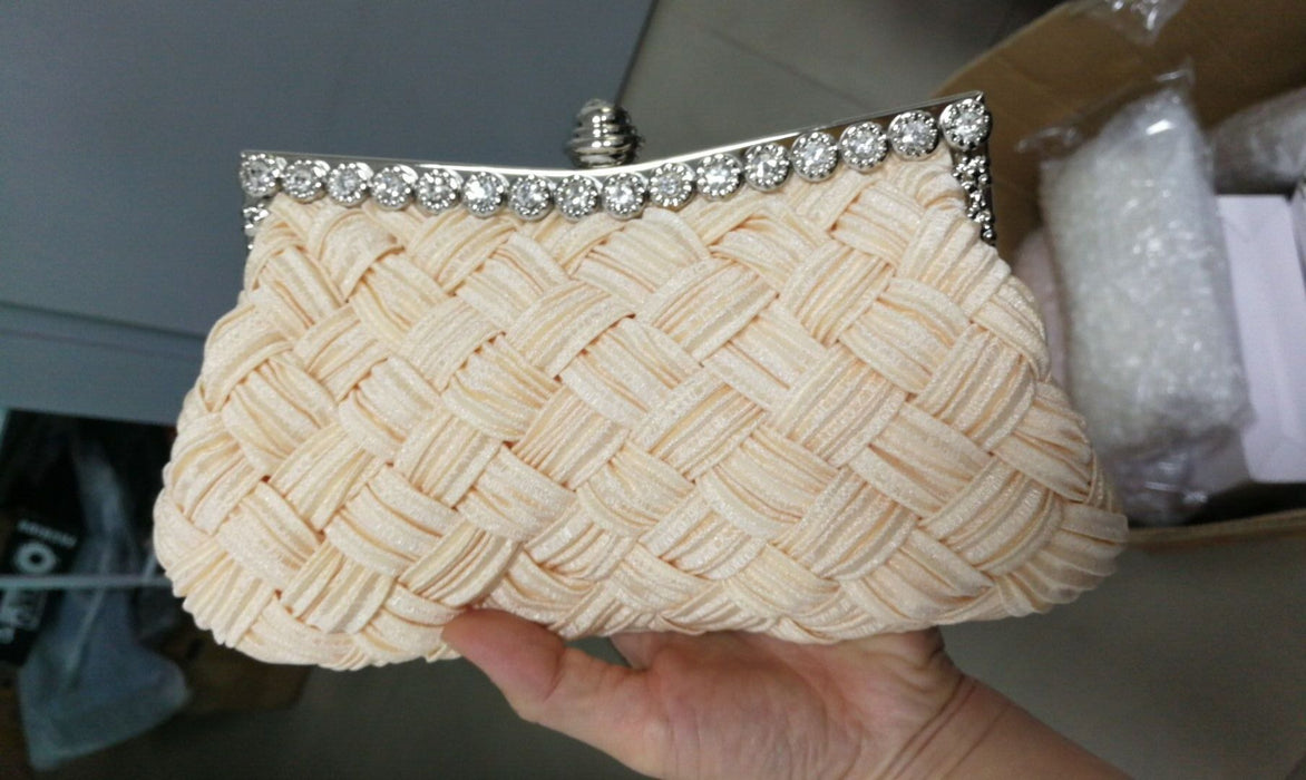 Wholesale Satin Woven Bag Rhinestone Evening Bag JDC-HD-ShengTian004