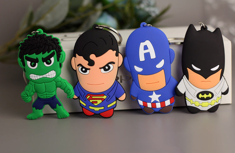 Wholesale   double-sided soft rubber keychain Cartoon keychain   luggage pendant