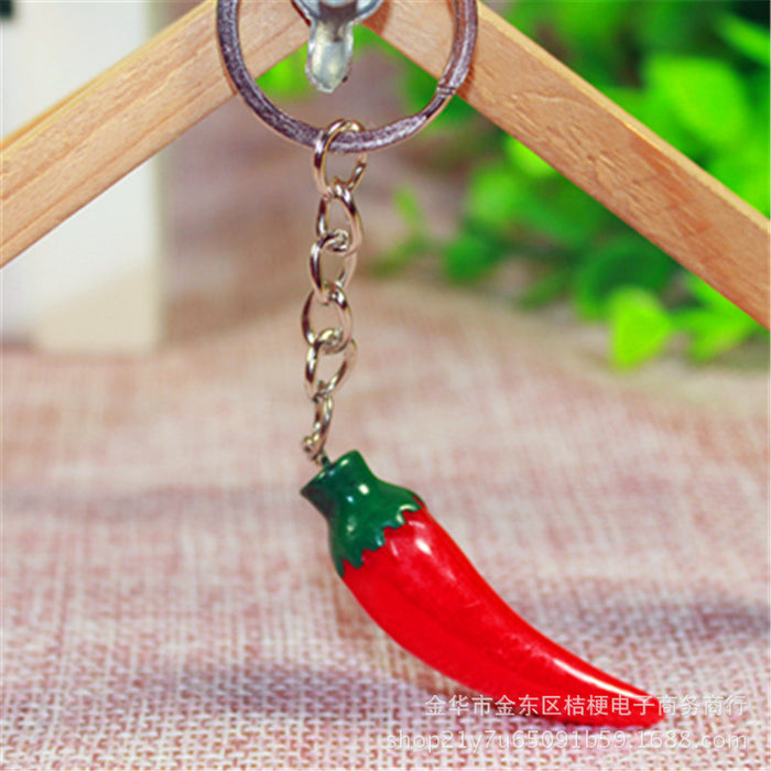 Wholesale Creative Resin Fruit Keychain Simulated Strawberry Grape Pomegranate Watermelon MOQ≥10