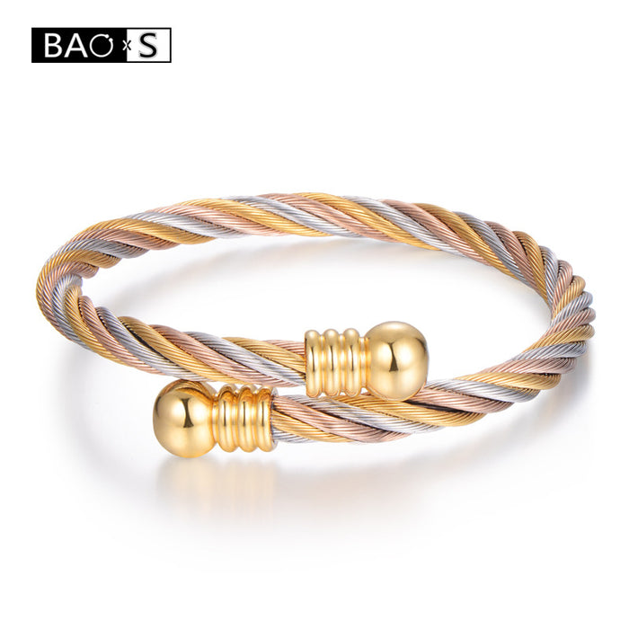 Wholesale Stainless steel elastic steel wire rope bracelet, titanium steel woven bracelet bracelet, bracelet