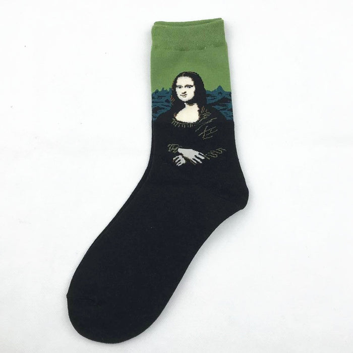 Wholesale Autumn and Winter Men's Socks New Style Personality Literary Retro World Famous Painting Series Men's Socks Oil Painting Socks Factory Direct JDC-SK-CG003