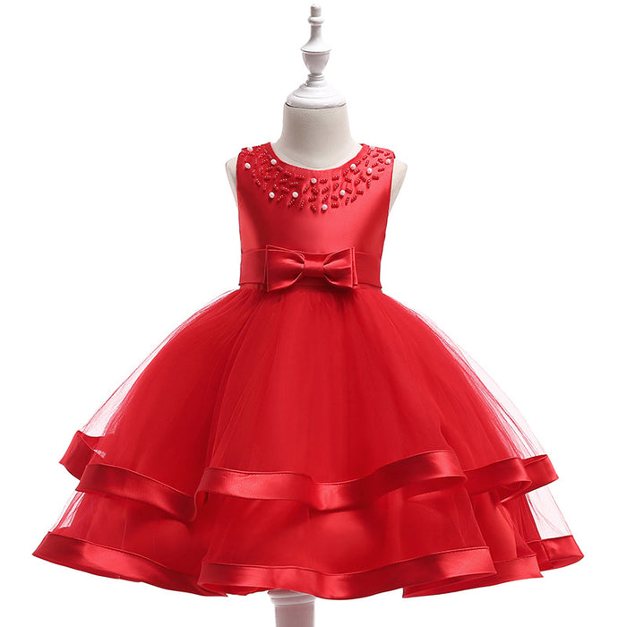 Wholesale New Host Dress Children's Wedding Dress Handmade Beaded Princess Dress Girl Dress JDC-CTS-ASQ003