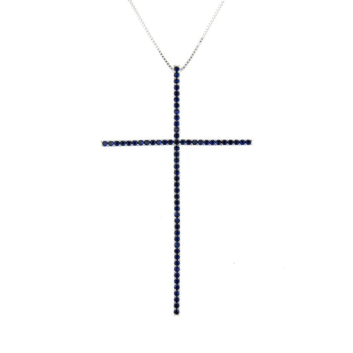 Wholesale Copper Gold Plated Micro-Inlaid Zirconia Large Cross Necklace JDC-NE-BaiTian008