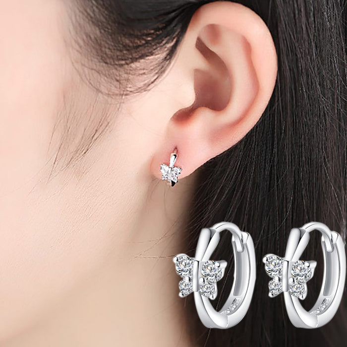Wholesale Fashionable butterfly earrings with simple diamond studded ear buckles and zircon jewelry
