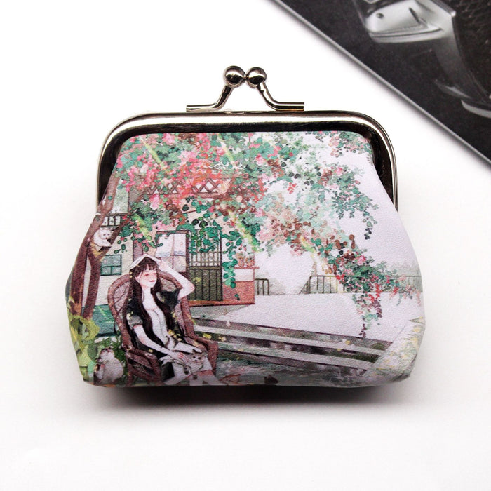 Wholesale Small Fresh Beautiful Girl Print Buckle Coin Purse JDC-WT-QW014