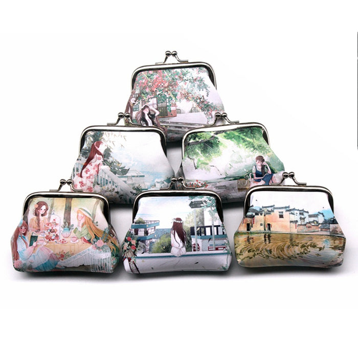 Wholesale Small Fresh Beautiful Girl Print Buckle Coin Purse JDC-WT-QW014