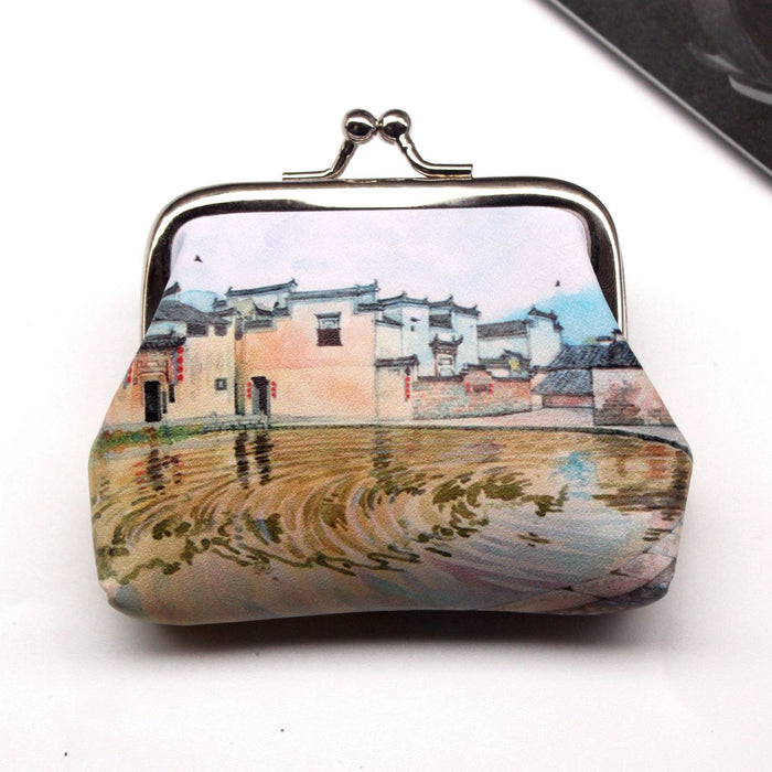 Wholesale Nostalgic Ancient Town Landscape Print Ladies Coin Purse JDC-WT-QW018