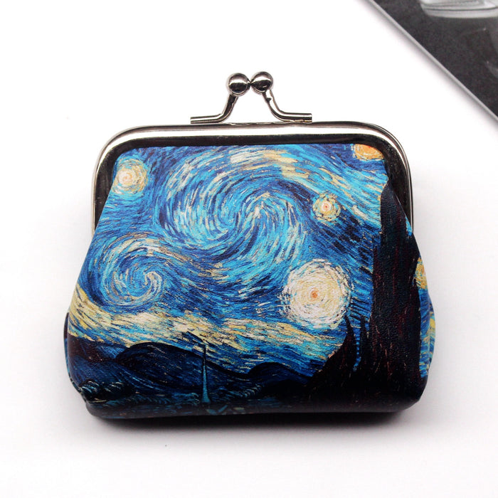 Wholesale Retro Creative Printed Women's Coin Purse with Buckle and Coin Bag JDC-WT-QW003