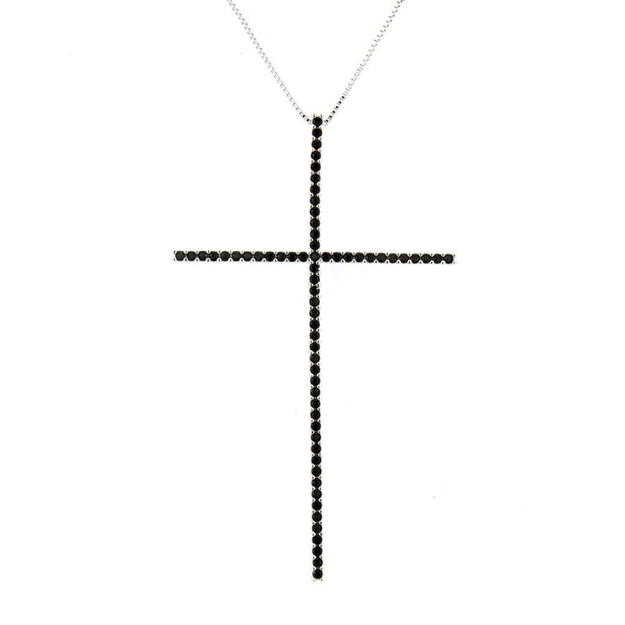 Wholesale Copper Gold Plated Micro-Inlaid Zirconia Large Cross Necklace JDC-NE-BaiTian008