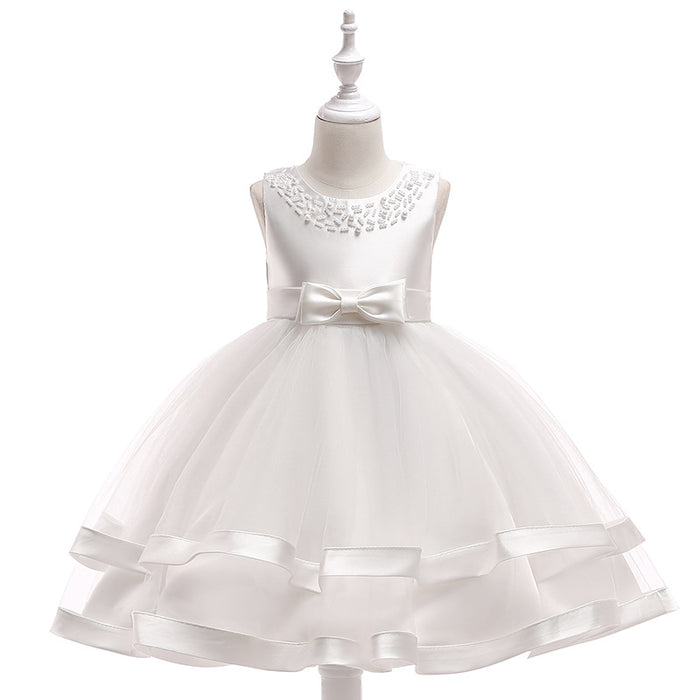 Wholesale New Host Dress Children's Wedding Dress Handmade Beaded Princess Dress Girl Dress JDC-CTS-ASQ003