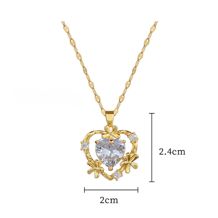 Wholesale Titanium Steel Key Diamond Necklace JDC-NE-LG027