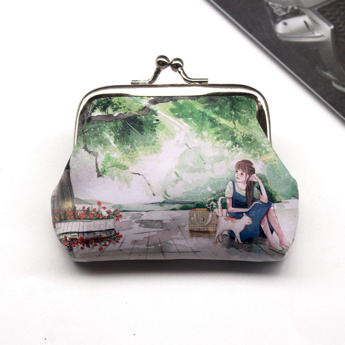 Wholesale Small Fresh Beautiful Girl Print Buckle Coin Purse JDC-WT-QW014