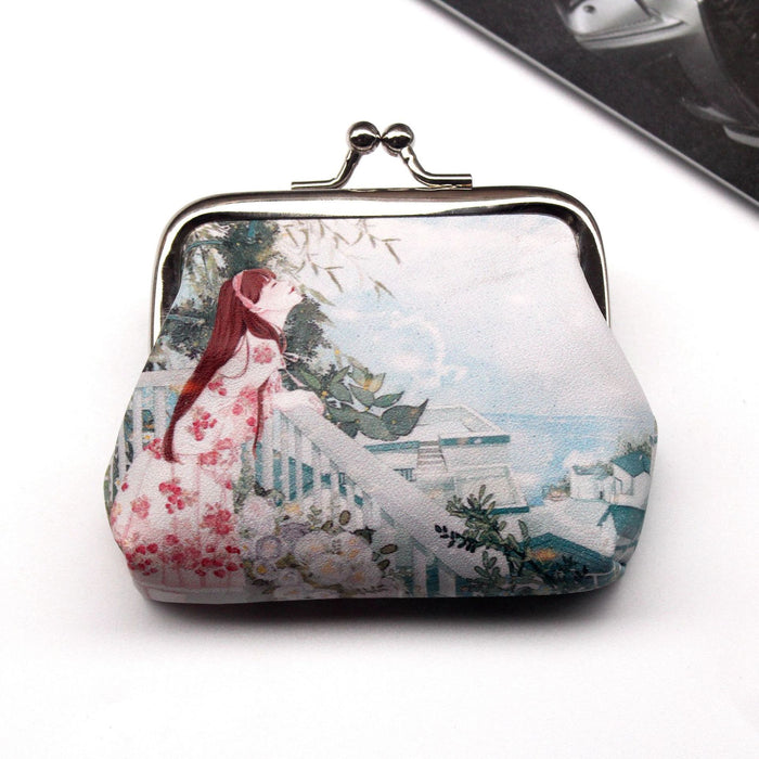 Wholesale Small Fresh Beautiful Girl Print Buckle Coin Purse JDC-WT-QW014