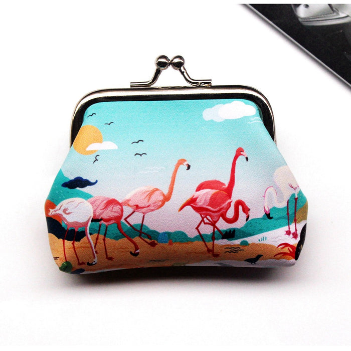 Wholesale New Flamingo Printed Buckle Change Bag Iron Clip Coin Wallet JDC-WT-QX002