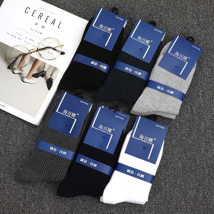 Wholesale Double needle tube thick middle tube socks, simple and warm cotton socks, breathable business socks