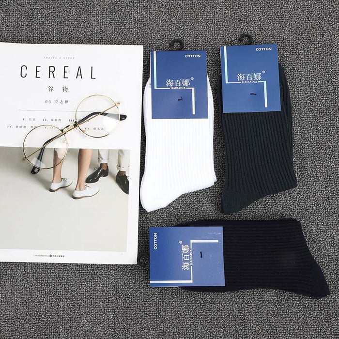 Wholesale Double needle tube thick middle tube socks, simple and warm cotton socks, breathable business socks