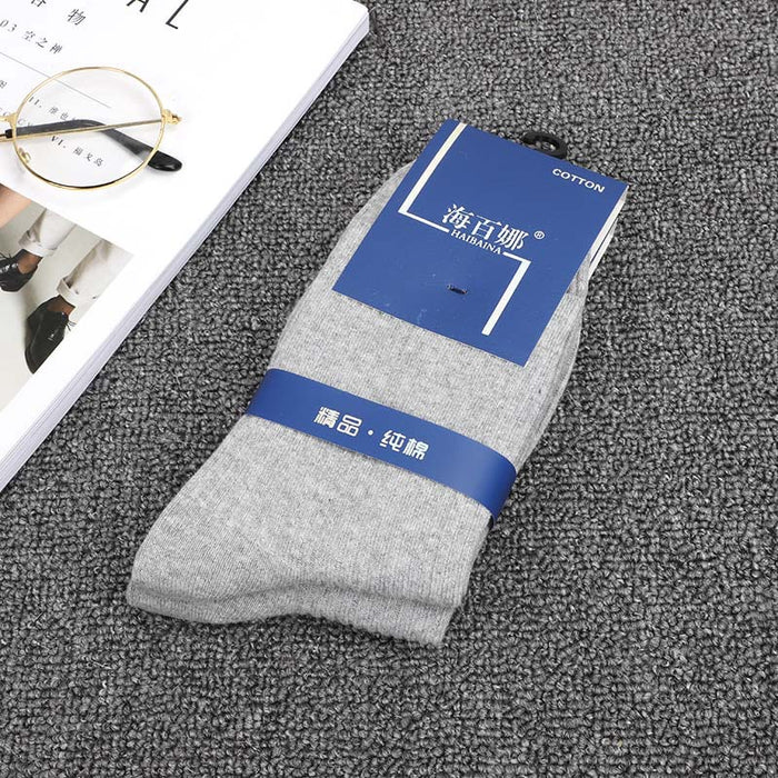 Wholesale Double needle tube thick middle tube socks, simple and warm cotton socks, breathable business socks