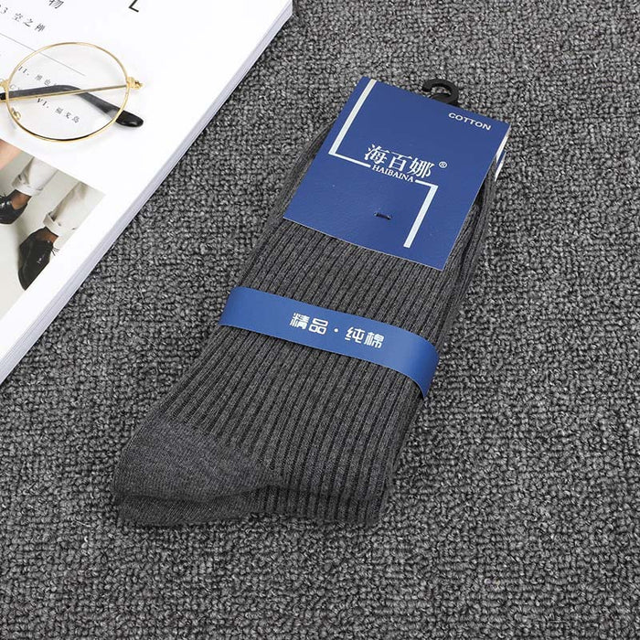 Wholesale Double needle tube thick middle tube socks, simple and warm cotton socks, breathable business socks