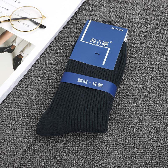 Wholesale Double needle tube thick middle tube socks, simple and warm cotton socks, breathable business socks