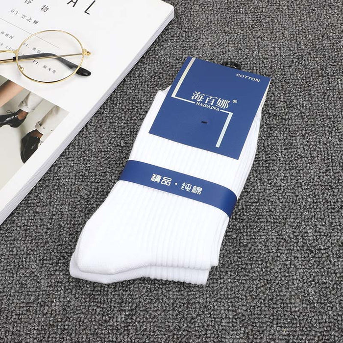 Wholesale Double needle tube thick middle tube socks, simple and warm cotton socks, breathable business socks