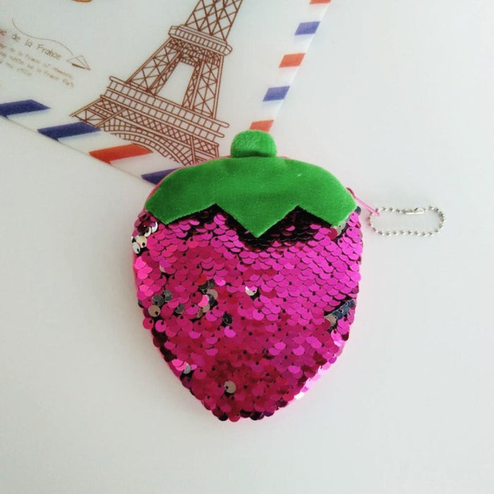 Wholesale Mermaid Sequin Coin Purse Fruit Storage Bag Plush Zipper Earphone Bag Key Bag Sequin Small Wallet JDC-WT-RC001