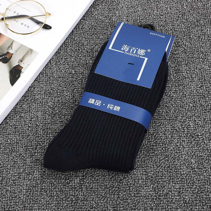 Wholesale Double needle tube thick middle tube socks, simple and warm cotton socks, breathable business socks