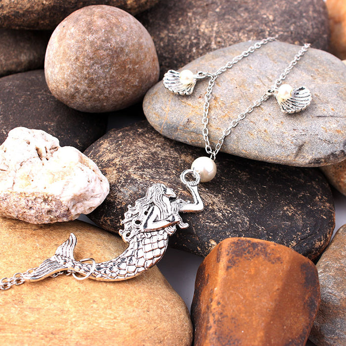 Wholesale   Beach Seaside Mermaid Big Pearl Foot Scallop Small Pearl Anklet