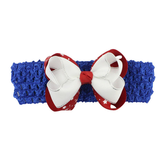 Wholesale American Independence Day Flag Stars Children's Bow Fabric Headband JDC-HD-HeZhuo004