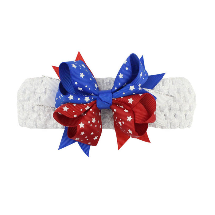 Wholesale American Flag Independence Day Children's Bow Fabric Headband JDC-HD-HeZhuo006