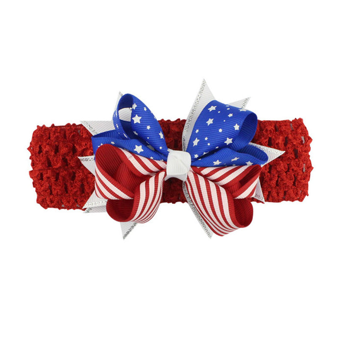 Wholesale American Flag Independence Day Children's Bow Fabric Headband JDC-HD-HeZhuo006