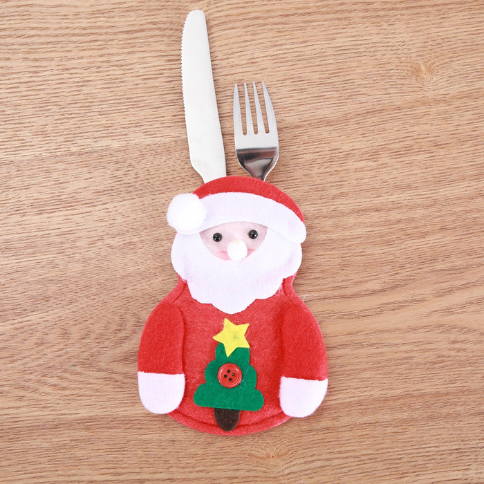 Wholesale Christmas Decoration Little Snowman Knife and Fork Bag Creative Home Table Cutlery Set Christmas Snowman Knife and Fork Set