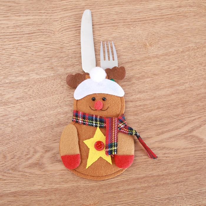 Wholesale Christmas Decoration Little Snowman Knife and Fork Bag Creative Home Table Cutlery Set Christmas Snowman Knife and Fork Set