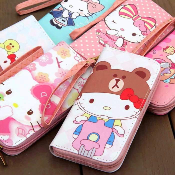 Wholesale Cute cartoon cat 6-inch mobile phone bag student wallet