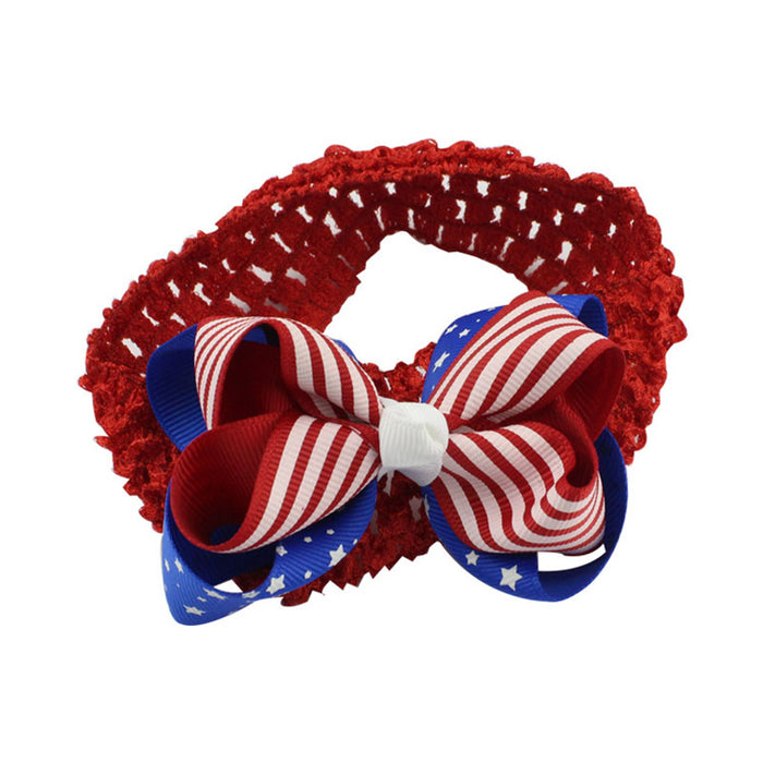 Wholesale American Independence Day Flag Stars Children's Bow Fabric Headband JDC-HD-HeZhuo004