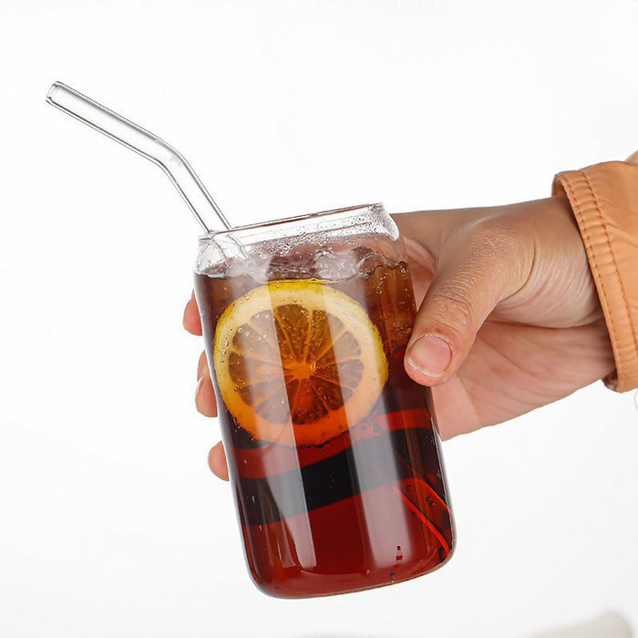 Wholesale16oz High Borosilicate Cola Cup Cold Drink Glass Cup with Lid and Straw Set JDC-CUP-XinR001