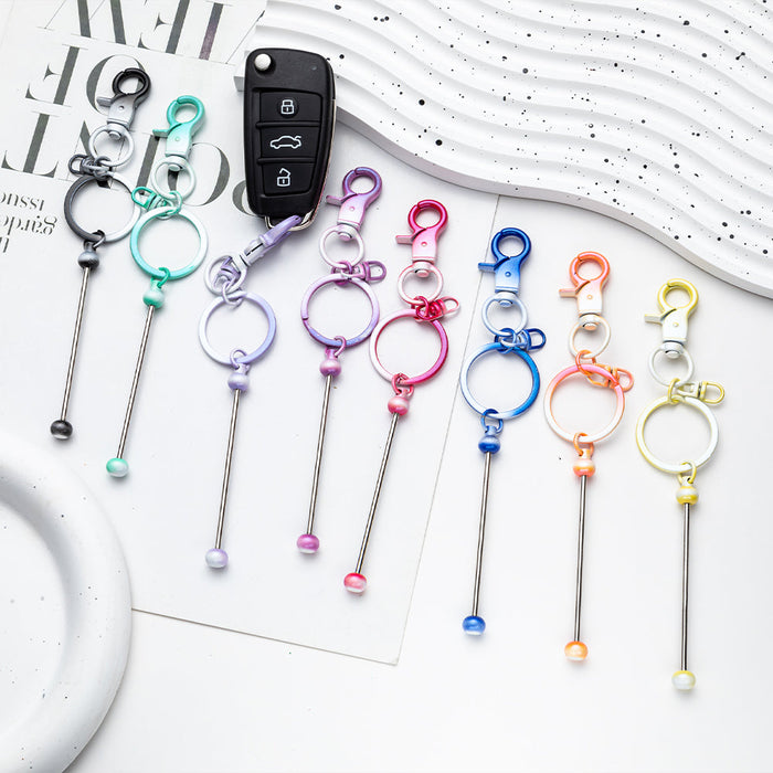 Wholesale DIY Beadable Keychains Bar Candy Color Gradient Color Metal JDC-KC-HuaH004
