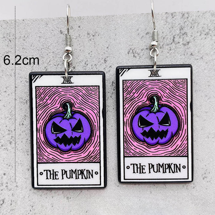 Wholesale Halloween Pumpkin Ghost Magic Frog Boiler Tarot Acrylic Earrings JDC-ES-Chengy044