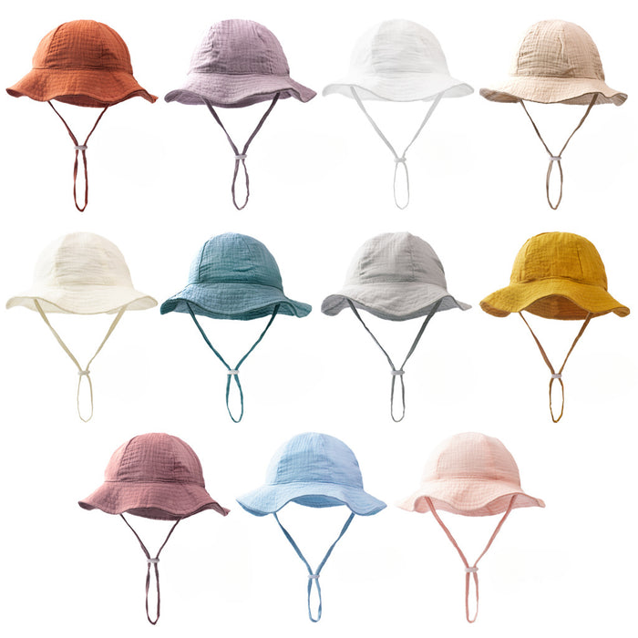 Wholesale Baby Pure Cotton Basin Cap Breathable Solid Color Children's Sun Hat JDC-FH-ZB003