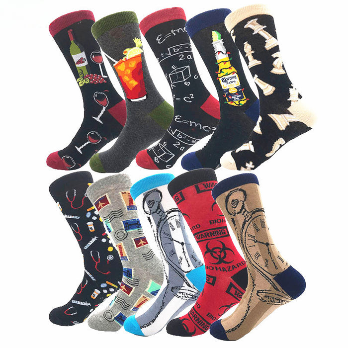 Wholesale Clock Stamp Geometric Stripe Men's Socks JDC-SK-CG013