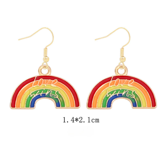 Wholesale 5pcs Rainbow Festival Love Zinc Alloy Valentine's Day Earrings JDC-ES-BingLi001