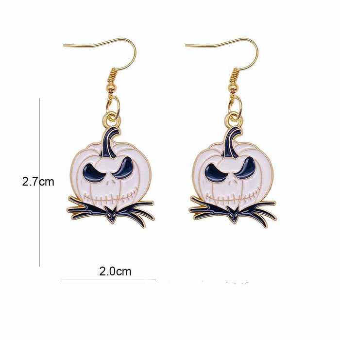 Wholesale Halloween Cartoon Pumpkin Ghost Imp Alloy Oil Drop Pendant Earrings JDC-ES-Chengy043