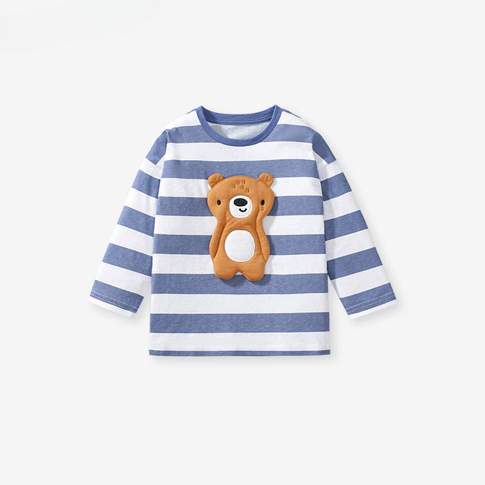 Wholesale Autumn Children's Tops Cute Bear Cotton T-shirt JDC-CTS-BST039