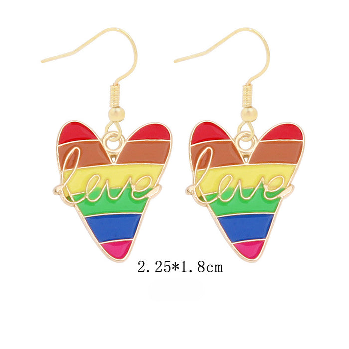 Wholesale 5pcs Rainbow Festival Love Zinc Alloy Valentine's Day Earrings JDC-ES-BingLi001