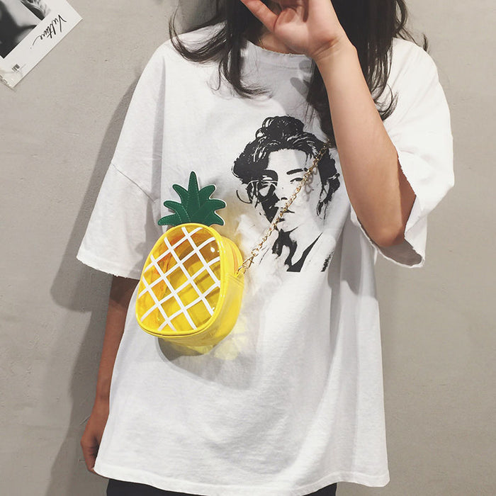 Wholesale New fashionable and personalized PVC transparent jelly pineapple bag for small bags, single shoulder crossbody women's bag