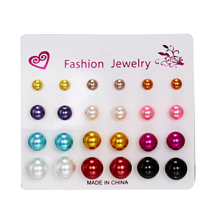 Wholesale Imitation Pearl Jewelry Round Mixed Color Earrings Manufacturer