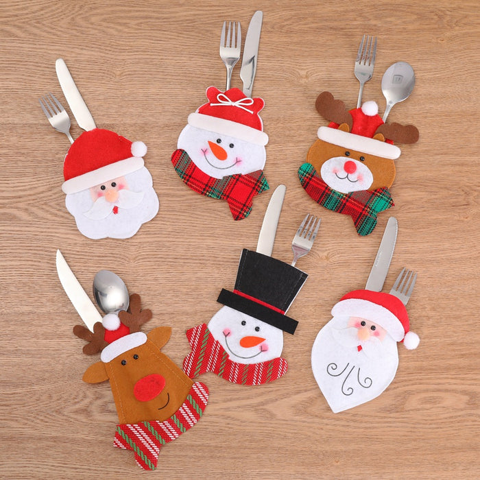 Wholesale  knife and fork bag New Christmas decorations dining table knife and fork set creative cartoon cutlery set