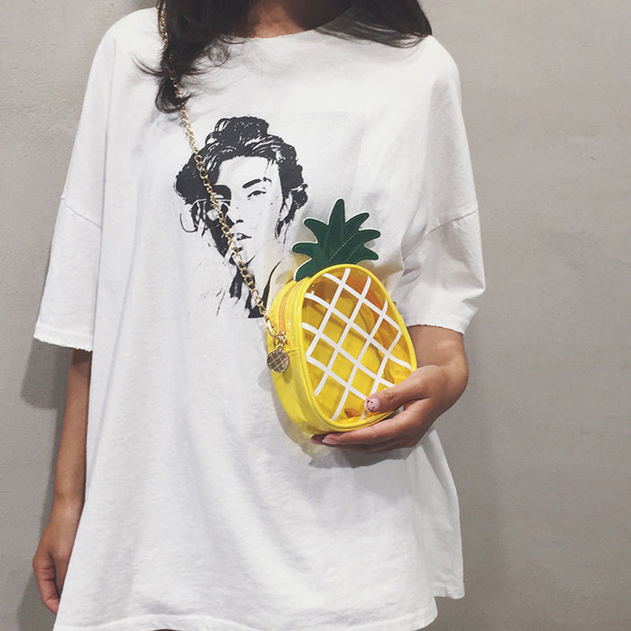 Wholesale New fashionable and personalized PVC transparent jelly pineapple bag for small bags, single shoulder crossbody women's bag
