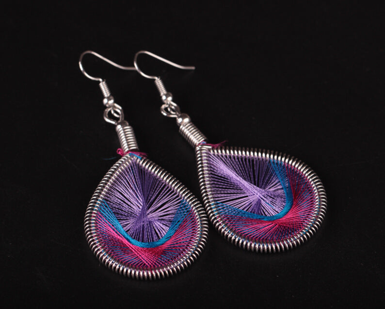 Wholesale Fashionable and trendy silk earrings, handmade oval exaggerated earrings accessories